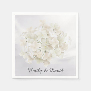 White Hydrangea On White Abstract Napkin
