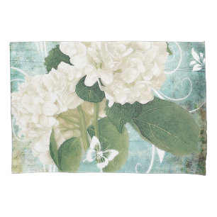 White hydrangea pillowcase
