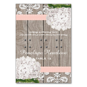 White Hydrangea Pink Ribbon DIY Tent Place Card
