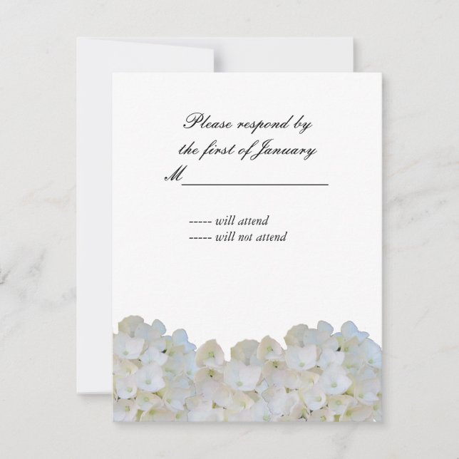 White Hydrangea Reply Card (Front)