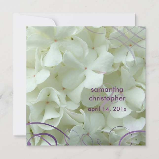 White hydrangea/romantic wedding invitations (Front)