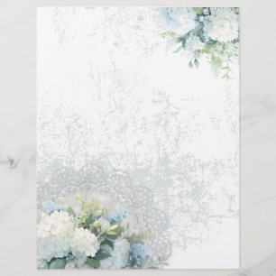 White Hydrangea Shabby Chic Scrapbook Paper