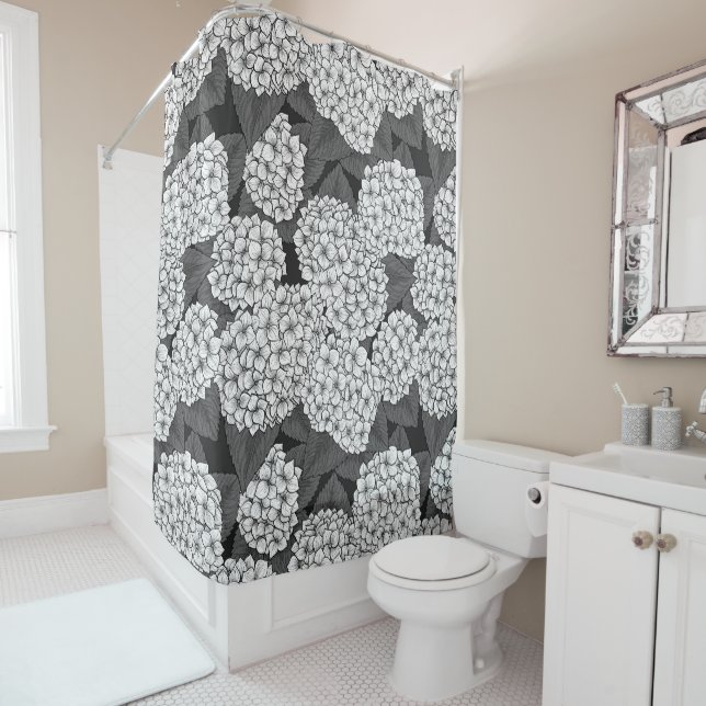 White hydrangea shower curtain (In Situ)
