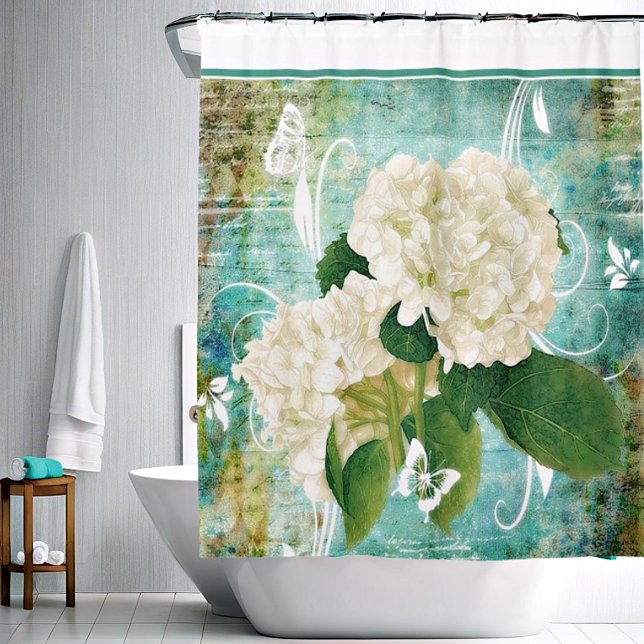 white hydrangea shower curtain (Creator Uploaded)