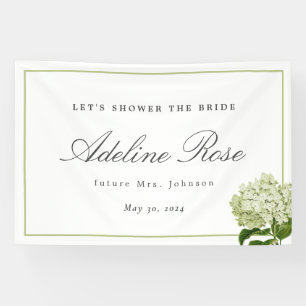 White Hydrangea Shower the Bride Name and Date Banner