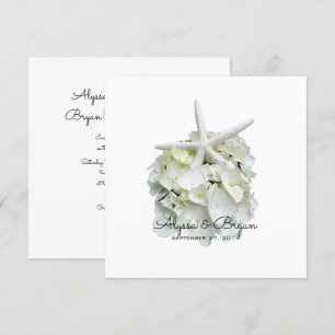 White Hydrangea Starfish Wedding Invitations