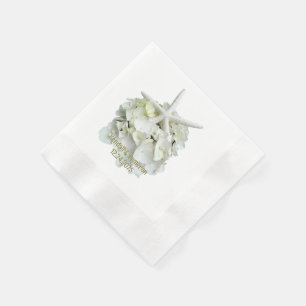White Hydrangea Starfish Wedding Napkin