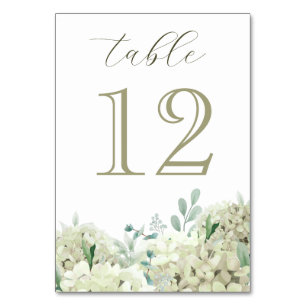 White Hydrangea Table Number