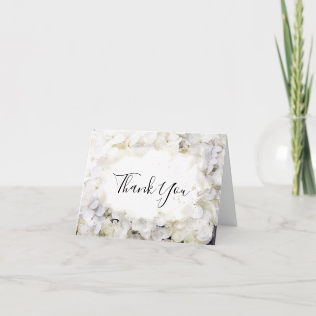 White Hydrangea Watercolor Sympathy Thank You Card (Front)