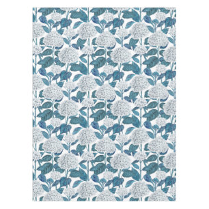 White hydrangea watercolor tablecloth