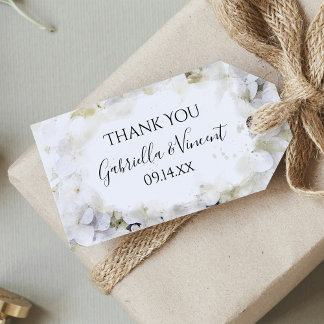 White Hydrangea Watercolor Wedding Favour Tags