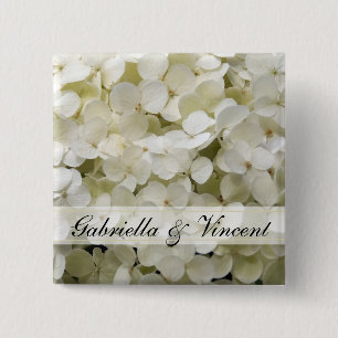White Hydrangea Wedding 15 Cm Square Badge