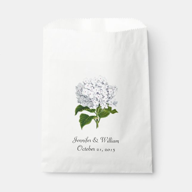 White Hydrangea Wedding Favour Bag (Front)
