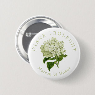 White Hydrangea Wedding Party Matron of Honour 6 Cm Round Badge
