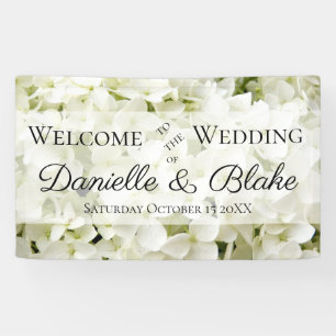 White Hydrangea Welcome Wedding Banner
