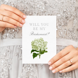 White Hydrangea Will You Be My Bridesmaid Card