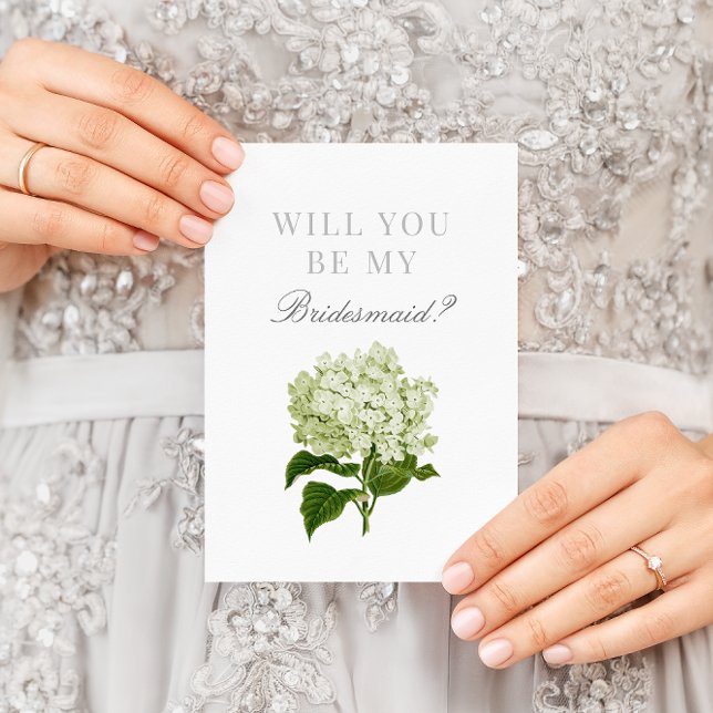 White Hydrangea Will You Be My Bridesmaid Card (Creator Uploaded)