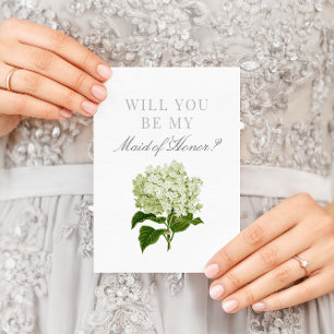 White Hydrangea Will You Be My Maid of Honour Postcard