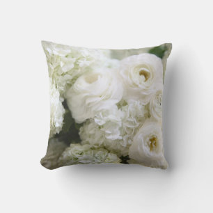 White hydrangeas and ranunculus cushion