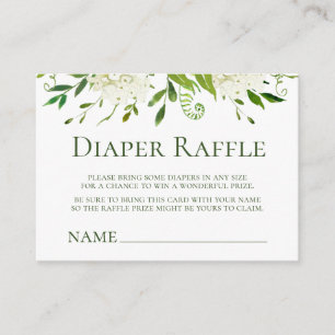 White Hydrangeas Baby Shower Diaper Raffle Enclosure Card