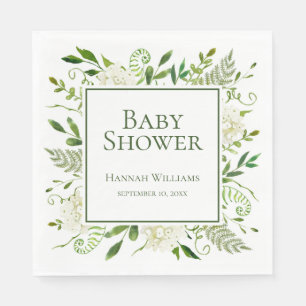 White Hydrangeas Baby Shower Napkin
