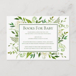 White Hydrangeas Books For Baby Shower Enclosure Card