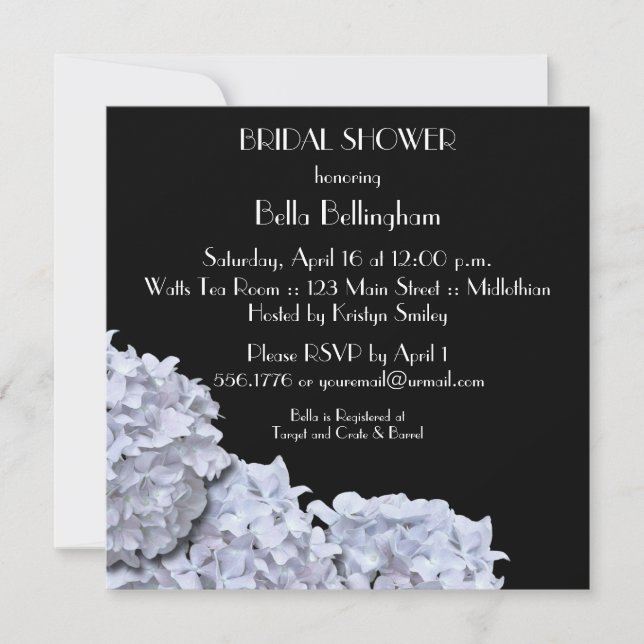 White Hydrangeas Bridal Shower Invitation (Front)