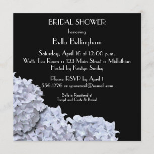 White Hydrangeas Bridal Shower Invitation