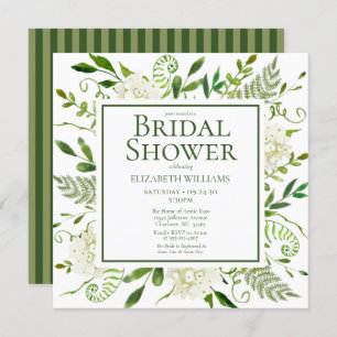 White Hydrangeas Floral Watercolor Bridal Shower Invitation