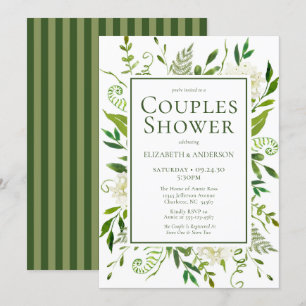 White Hydrangeas Floral Watercolor Couples Shower Invitation