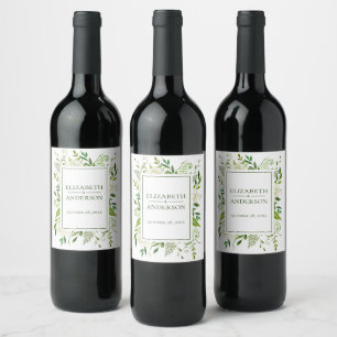 White Hydrangeas Floral Watercolor Wine Label