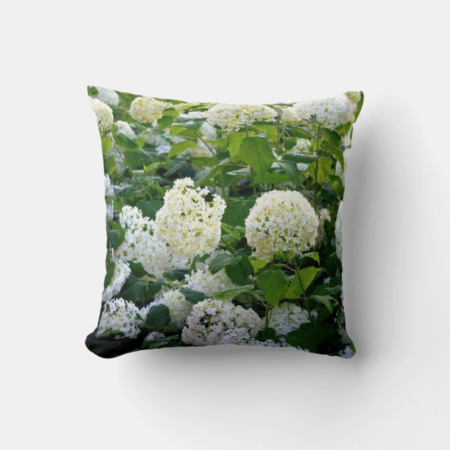 White Hydrangeas Pillow (Front)