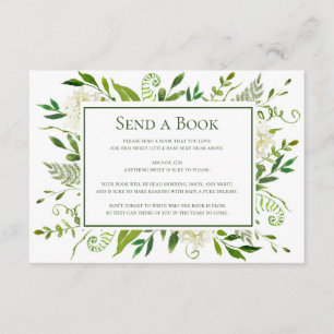 White Hydrangeas Send a Book Virtual Baby Shower Enclosure Card