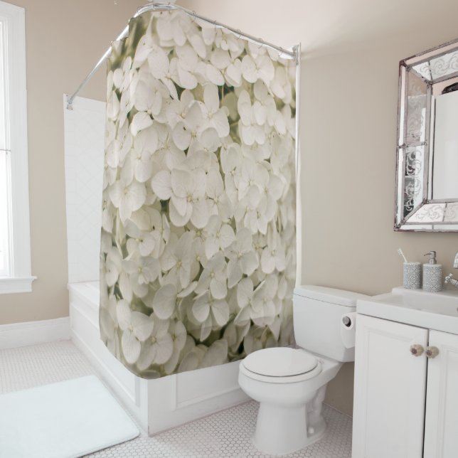 White Hydrangeas Shower Curtain (In Situ)