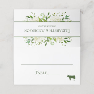 White Hydrangeas Wedding Place Card