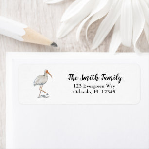 White Ibis Bird Nature Painting Return Address