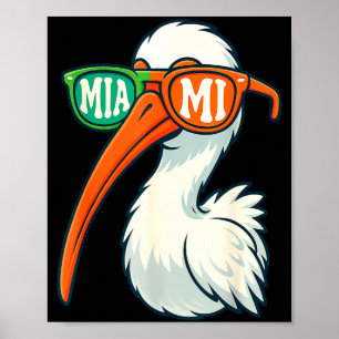 White Ibis With Sungles American Vintage Style  Poster
