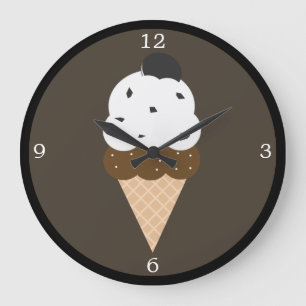 White Ice Cream Cone Large Clock