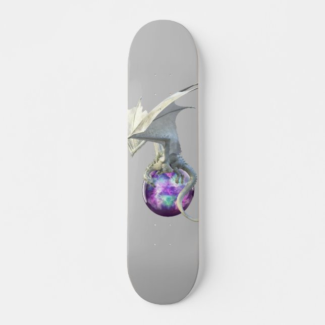 White Ice Dragon with Magical Sphere Skateboard (Front)