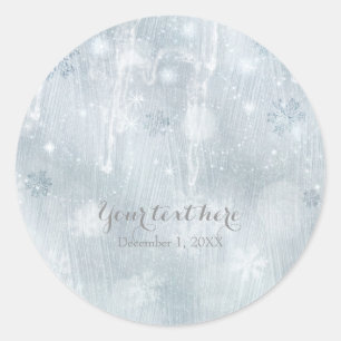 White Ice Snowflakes Winter Wonderland Favour Classic Round Sticker