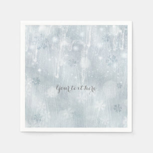 White Ice Snowflakes Winter Wonderland Party Napkin