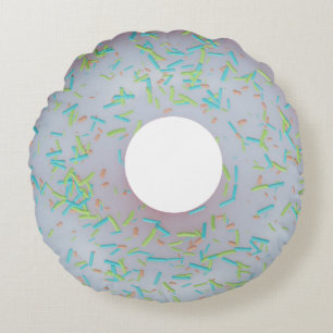 White iced donut round cushion