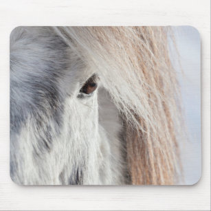 White Icelandic Horse face, Iceland Mouse Mat