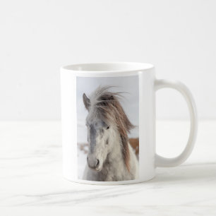 White Icelandic Horse Headshot Coffee Mug
