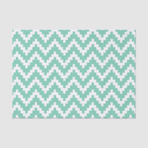 White Ikat Chevron Over Mint Background 2 Tissue Paper