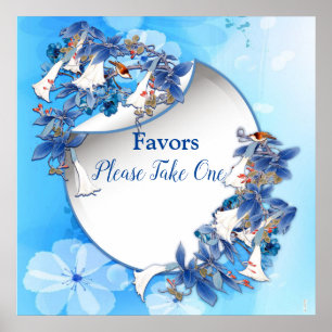 White Illustrated Watercolor Moonflower Favours Poster