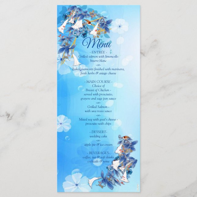 White Illustrated Watercolor Moonflower  Menu (Front)