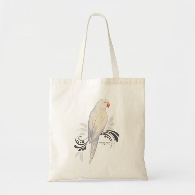 White Indian Ringneck Parrot Tote Bag (Front)