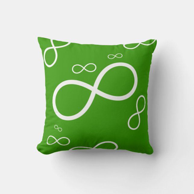 White Infinity on green background | Cool Pillow (Front)