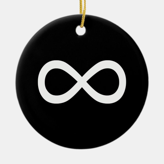 White Infinity Symbol Ceramic Tree Decoration (Front)